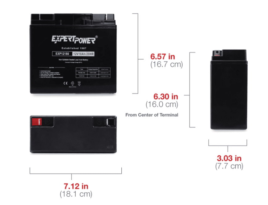 Expert Power EXP12180 12V 18Ah Lead Acid Battery: